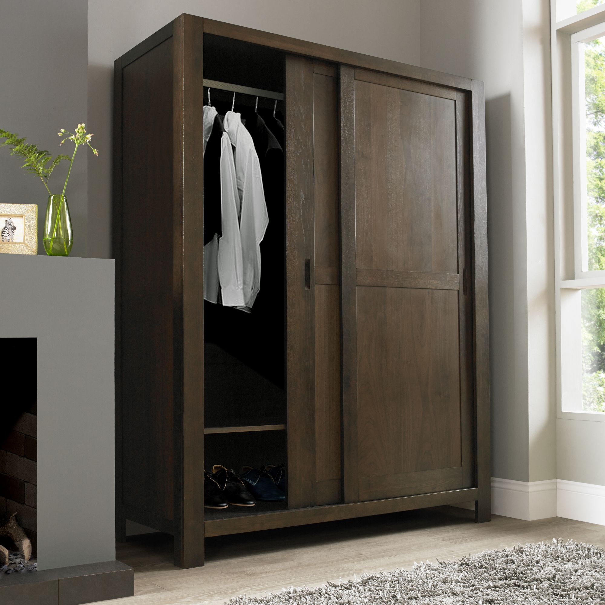 Lyon Walnut Sliding Door Large Double Wardrobe Haven Furniture