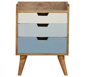 Mango Hill Bedside with Blue Hand Painted Cut Out Drawers