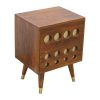 Mango Hill 2 Drawer Chestnut Nordic Style Bedside with Brass Inlay