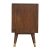 Mango Hill 2 Drawer Chestnut Nordic Style Bedside with Brass Inlay