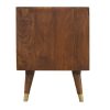 Mango Hill 2 Drawer Chestnut Nordic Style Bedside with Brass Inlay