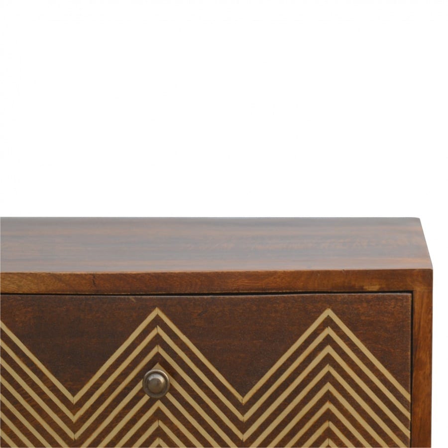 Mango Hill 3 Drawer Bedside With Brass Inlay Drawer Fronts