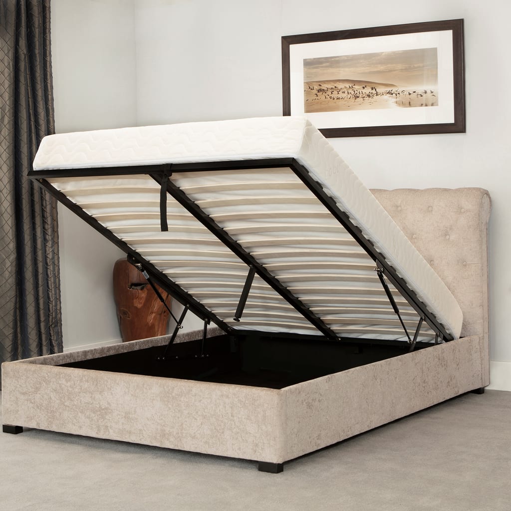 Birkhall Low End Scroll Ottoman Bed Stone | The Haven Home Interiors