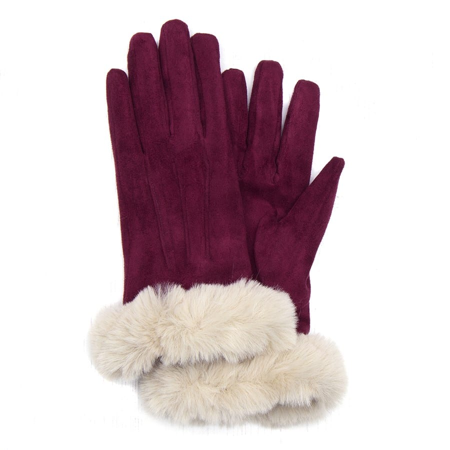 faux fur trim gloves